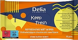 Düfte, Parfümerie und Kosmetik Feuchttücher mit Sheabutterduft 15 St. - Delia Keep Fresh Refreshing Wet Wipes Shea Butter Scent