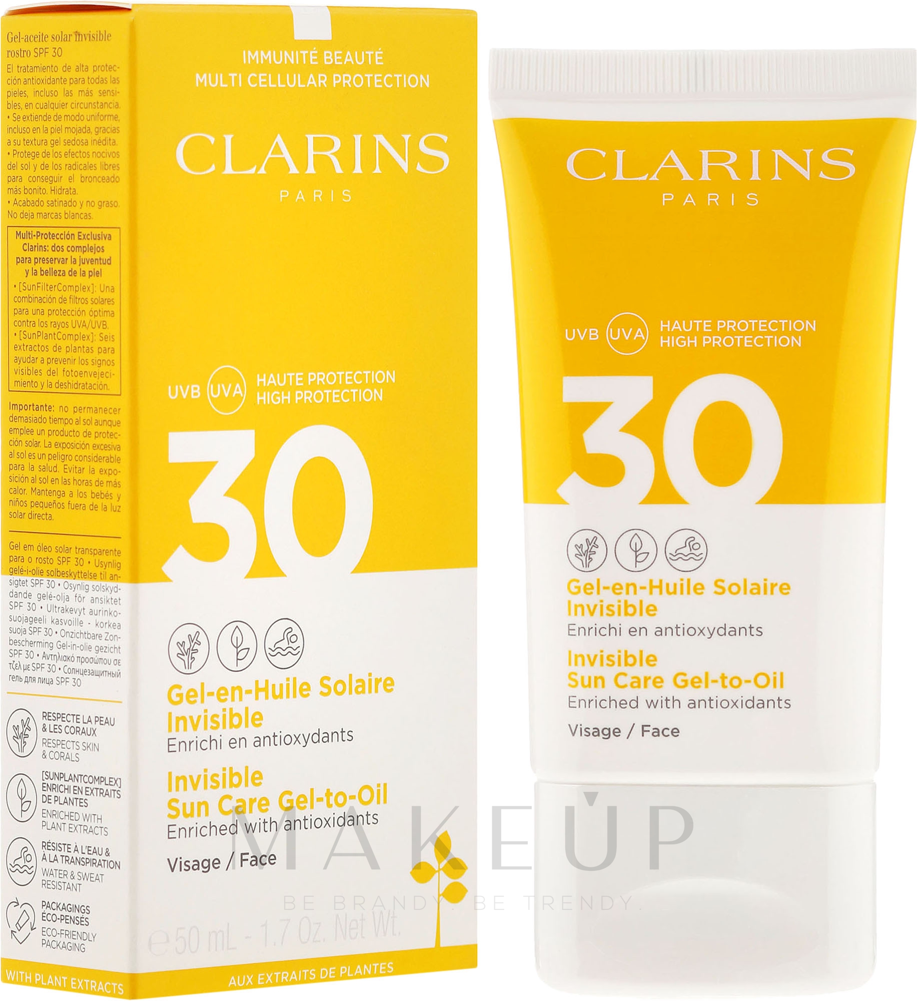 Sonnenschutz Gel-in-Öl für Gesicht mit Antioxidantien SPF 30 - Clarins Gel-en-Huile Solaire Invisible Visage SPF 30 — Bild 50 ml