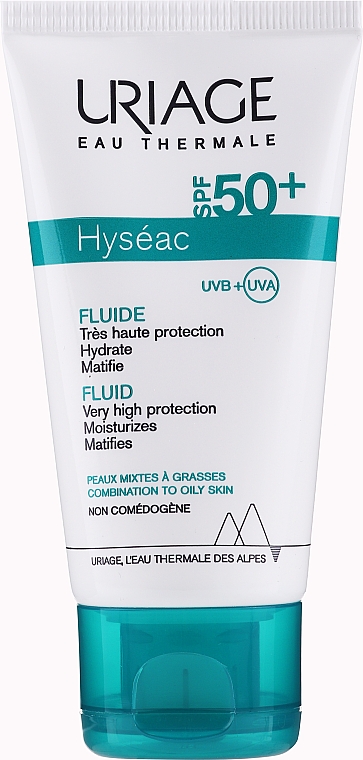 Feuchtigkeitsspendendes und mattierendes Sonnenschutzfluid für das Gesicht SPF 50+ - Uriage Hyseac SPF 50 Fluid