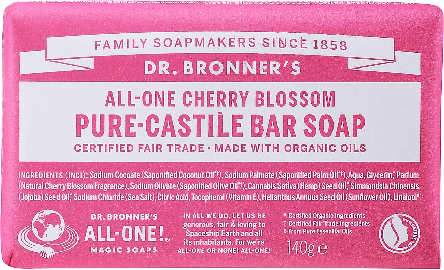 Universale Seife mit Kirschblütenduft - Dr. Bronner's All-One! Cherry Blossom Pure-Castile Bar Soap — Bild N1