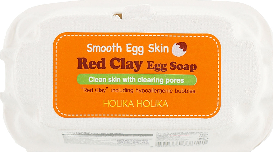 Handgemachte eiförmige Gesichtsreinigungsseife mit gelbem Ton und Eiweiß - Holika Holika Red Clay Egg Soap