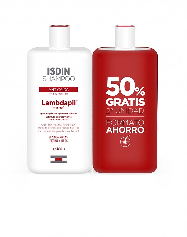 Haarpflegeset - Isdin Anti-Hair Loss Lambdapil Shampoo Duo (Shampoo 2x400ml) — Bild N1