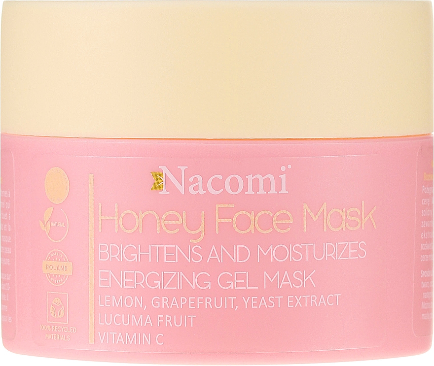 Aufhellende und feuchtigkeitsspendende Gelmaske für das Gesicht mit Honig - Nacomi Honey Face Gel-Mask — Bild N1