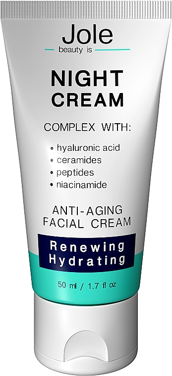 Revitalisierende Nachtcreme mit Hyaluronsäure und Ceramiden - Jole Night Cream Anti-Aging Facial Cream — Bild N1