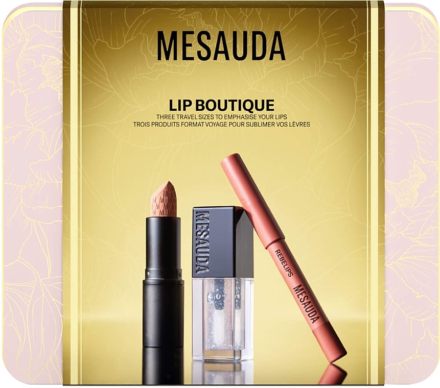 Set - Mesauda Milano Kit Lip Boutique (Lippenstift 3g + Lipgloss 2ml + Lippenkonturenstift 0.8g) — Bild N1