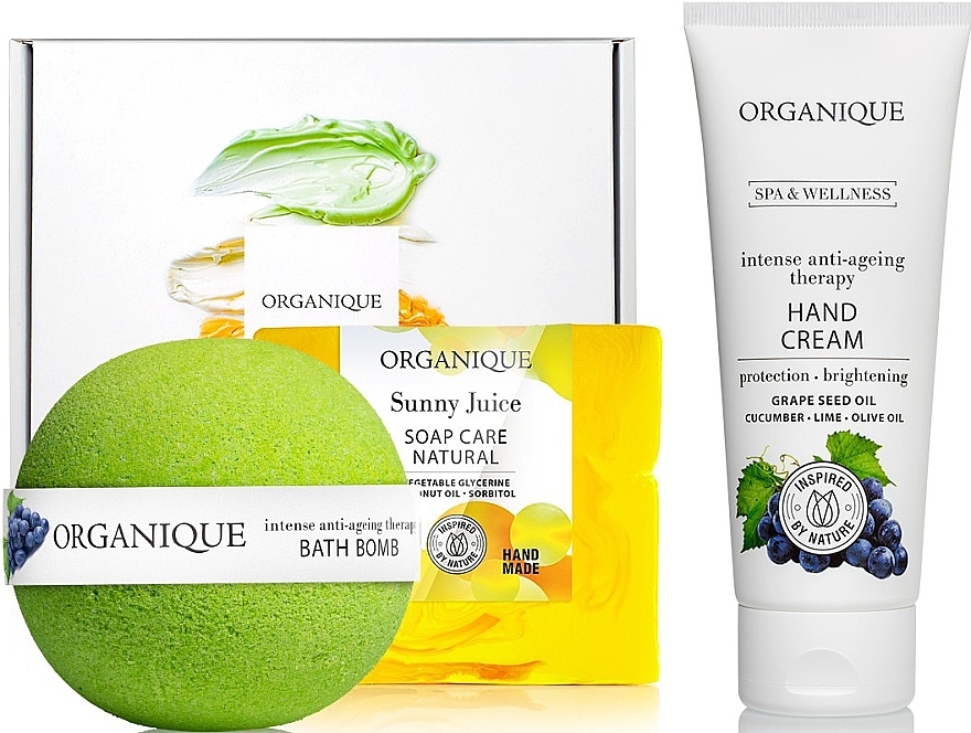 Organique Spa & Wellness Juicy (Seife 100g + Handcreme 70ml + Badebombe 170g)  - Set — Bild N1