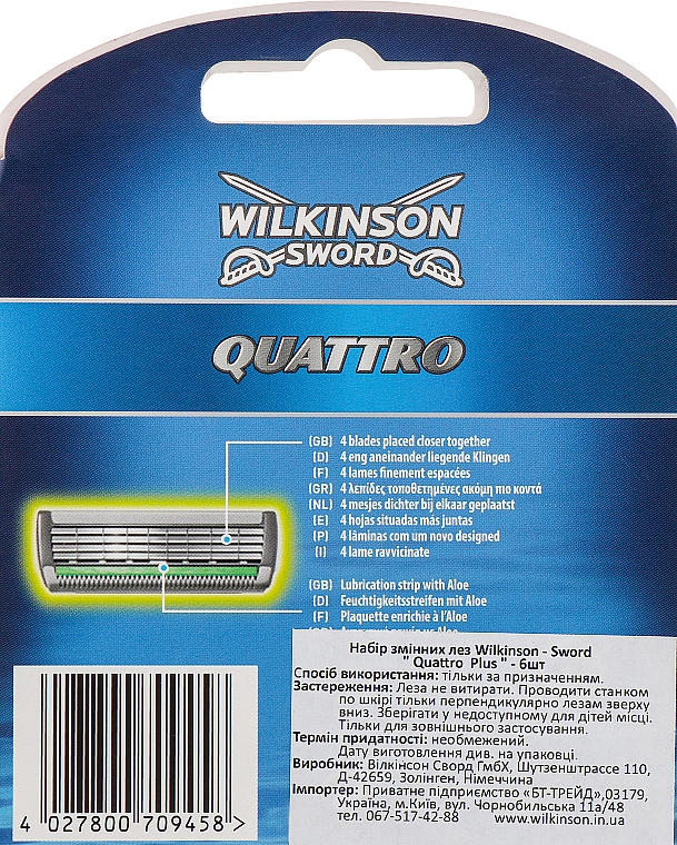 Austauschbare Klingen 6 St. - Wilkinson Sword Quattro Titanium — Bild N2