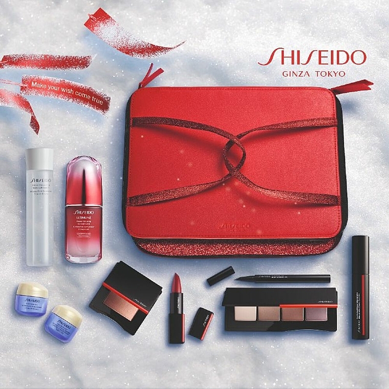 Make-up Set - Shiseido Christmas Blockbuster Beauty Essentials (Gesichtskonzentrat 50ml + Augen- und Lippen-Make-up-Entferner 125ml + Gesichtscreme 15ml + Gesichtscreme für die Nacht 15ml + Mascara 11.5ml + Lidschatten-Palette 5.2g + Eyeliner 0.4ml + Gesi — Bild N3