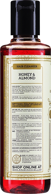 Natürliches Kräutershampoo Honig & Mandel - Khadi Natural Ayurvedic Honey & Almond Hair Cleanser — Bild N2