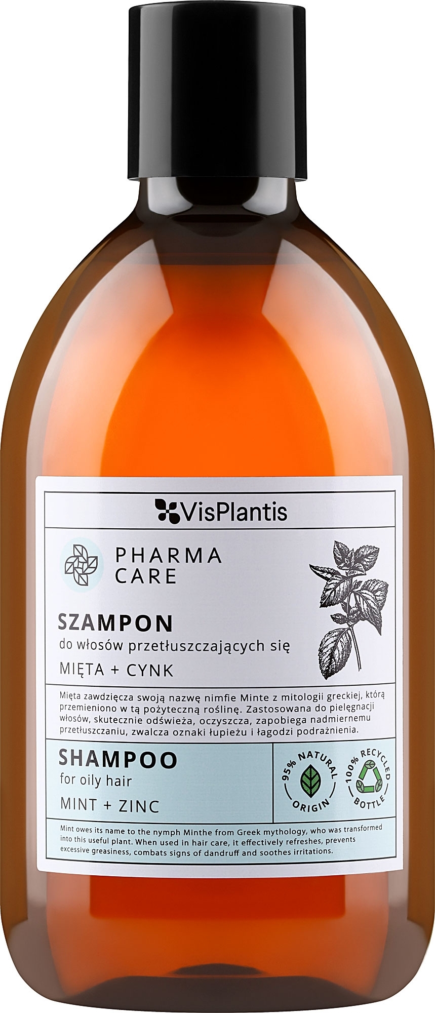 Shampoo für fettiges Haar Minze und Zink - Vis Plantis Pharma Care Mint + Zink Shampoo — Bild 500 ml