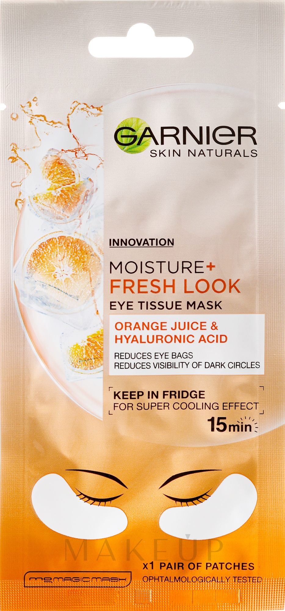 Straffende Augenpadmaske mit Orangensaft und Hyaluronsäure - Garnier Skin Naturals Moisture+ Fresh Look — Bild 6 g