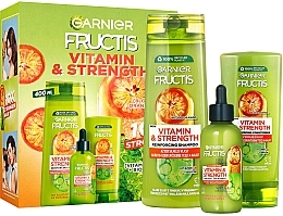 Düfte, Parfümerie und Kosmetik Set - Garnier Fructis Vitamin & Strength (shmp/400ml + cond/200ml + ser/125ml)