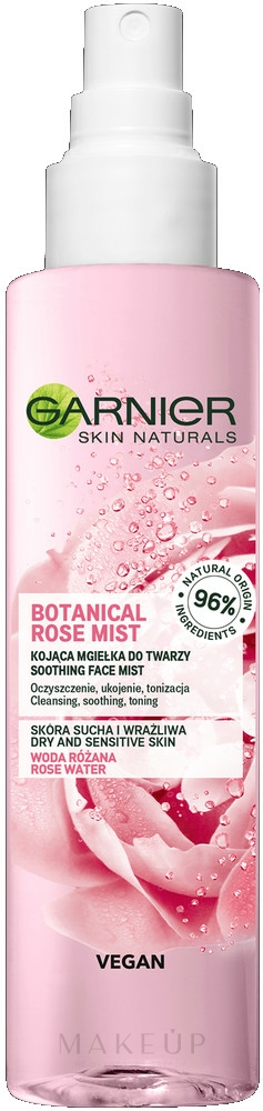 Beruhigender Gesichtsnebel mit empfindliche Rosenwasser und Haut Garnier Skin Botanical für - Mist trockene Rose Naturals