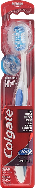 Zahnbürste mittel 360° Optic White blau-weiß - Colgate 360 Degrees Toothbrush Optic White Medium — Bild N1