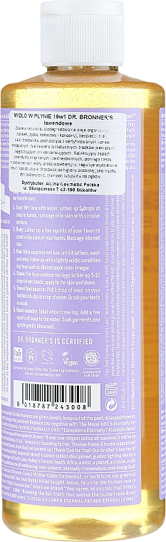 Flüssigseife Lavendel für Körper und Hände - Dr. Bronner’s 18-in-1 Pure Castile Soap Lavender — Bild N4