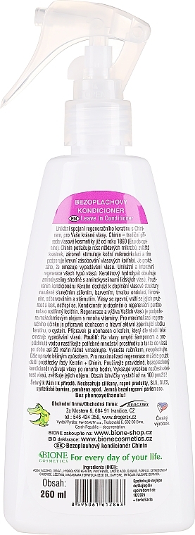 Haarspülung ohne Ausspülen mit Keratin und Chinin - Bione Cosmetics Keratin + Quinine Leave-in Conditioner — Bild N2