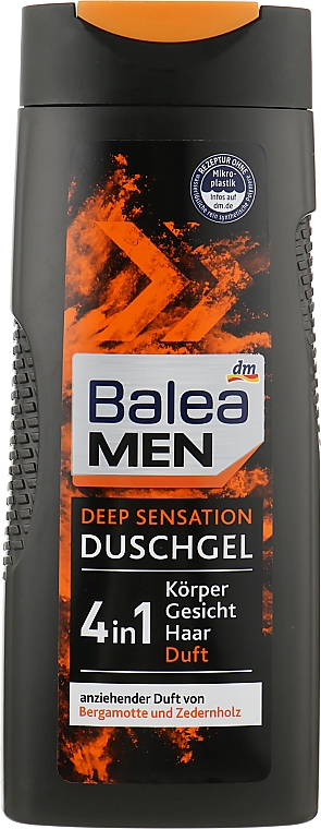 4in1 Duschgel für Gesicht, Haar und Körper mit Bergamotte- und Zedernholzduft - Balea Men Shower Gel Deep Sensation — Bild N1
