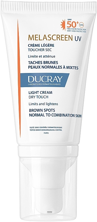Leichte Sonnenschutzcreme gegen braune Flecken für normale und Mischhaut SPF 50+ - Ducray Melascreen UV Light Cream SPF 50+