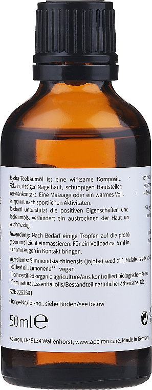 Jojoba- und Teebaumöl zur Pflege belasteter Haut - Apeiron — Bild N2