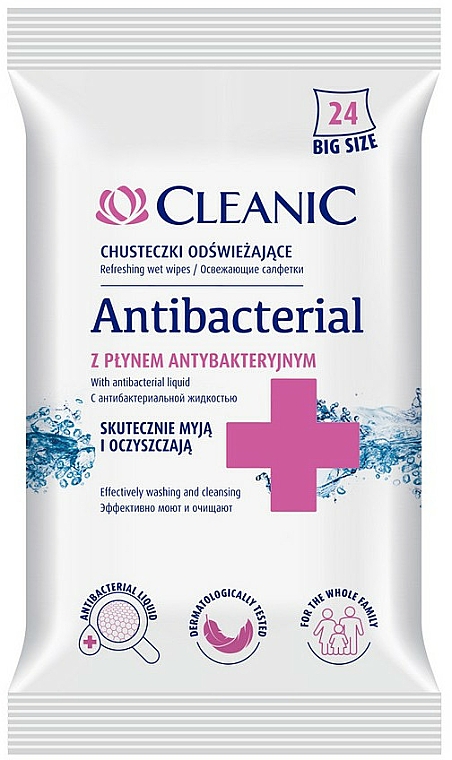 Antibakterielle Feuchttücher 24 St. - Cleanic Antibacterial Wipes
