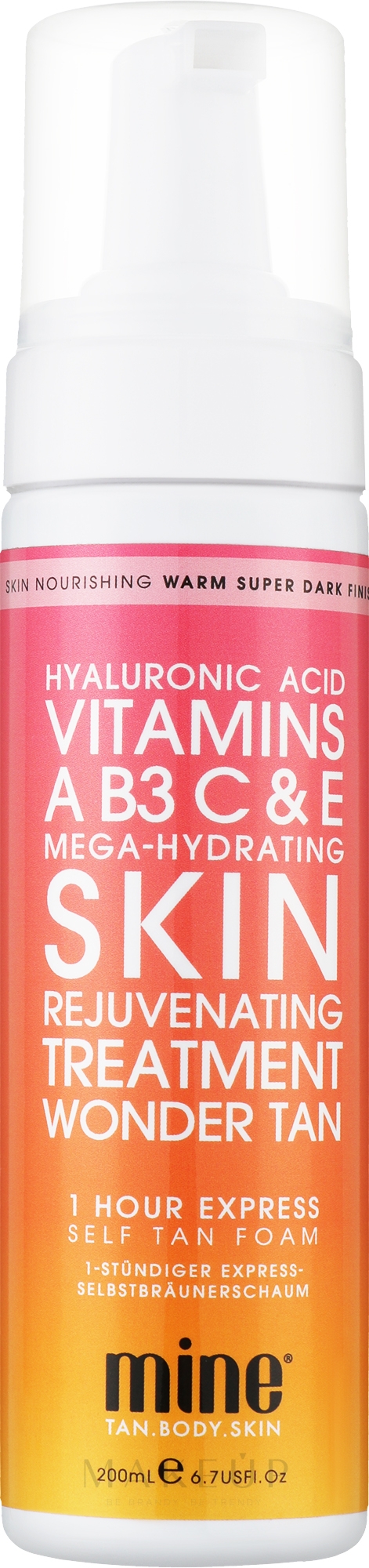Selbstbräunungsschaum für den Körper mit Hyaluronsäure und Vitaminen A, B3, C und E - MineTan 1 Hour Express Self Tan Foam — Bild 200 ml