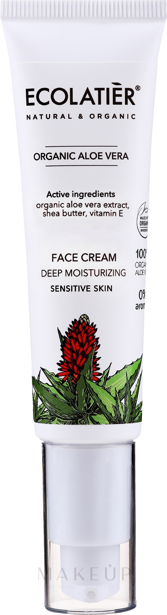 Feuchtigkeitsspendende Gesichtscreme mit Aloe Vera, Sheabutter und Vitamin E - Ecolatier Organic Aloe Vera Cream — Bild 50 ml
