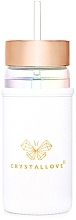 Holographische Glaswasserflasche mit Amethyst und Trinkhalm, 400 ml - Crystallove Glass Hologram Water Bottle with Amethyst and Straw — Bild N8