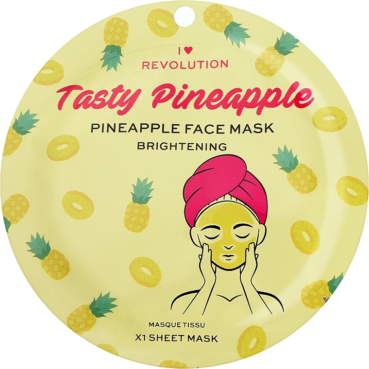 Aufhellende Tuchmaske für das Gesicht - I Heart Revolution Pineapple Brightening Printed Sheet Mask — Bild N1