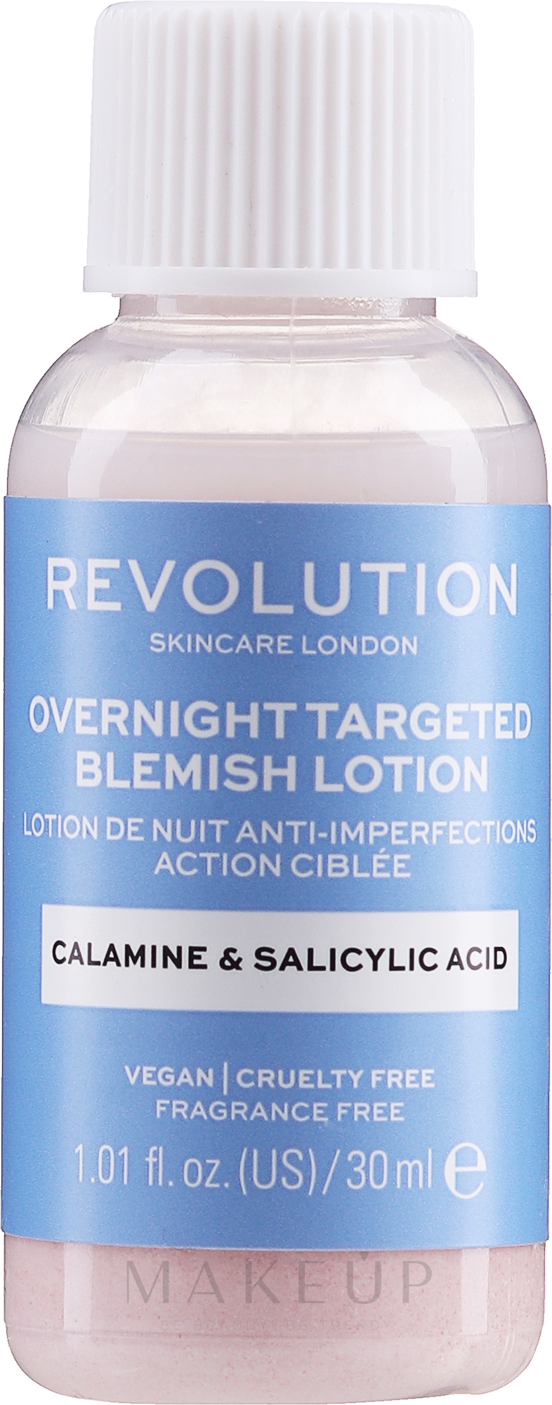 Nachtlotion gegen Hautunreinheiten mit Calamine und Salicylsäure - Makeup Revolution Skincare Overnight Targeted Blemish Lotion — Foto 30 ml