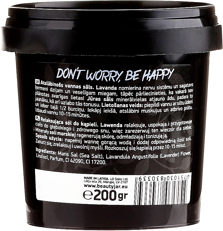 Schäumendes Badesalz mit Meersalz und Lavendel - Beauty Jar Don't Worry Be Happy! — Bild N2