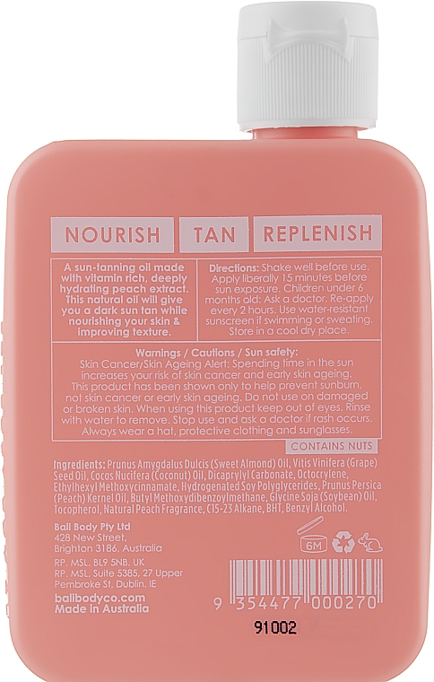 Pfirsichbräunungsöl mit Schutz - Bali Body Peach Tanning Oil SPF6 — Bild N2