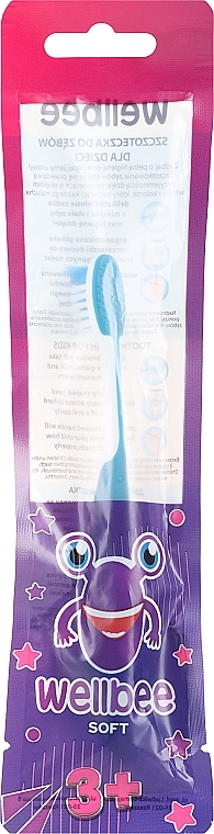 Kinderzahnbürste weich ab 3 Jahren weiß mit blau - Wellbee Toothbrush For Kids — Bild N1