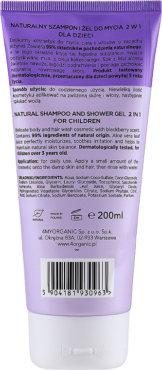 Babyshampoo und Duschgel - 4Organic Blackberry Friends Natural Shampoo And Shower Gel For Children — Bild N3