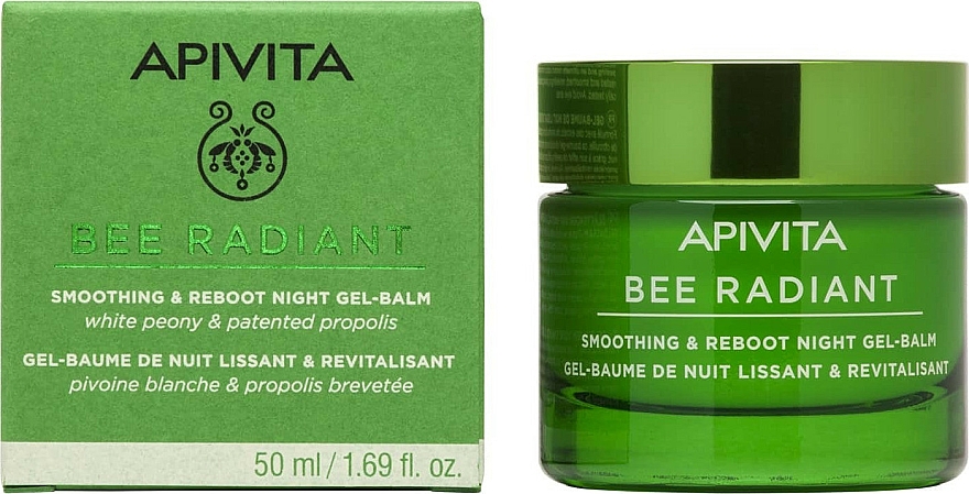 Glättender Nachtgel-Balsam mit weißer Pfingstrose und Propolis - Apivita Bee Radiant Smoothing & Reboot Night Gel-Balm — Bild N1