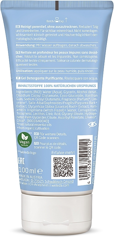 Klärendes Waschgel für unreine Haut mit Weidenrinde - Weleda Naturally Clear Purifying Gel Cleanser — Bild N2