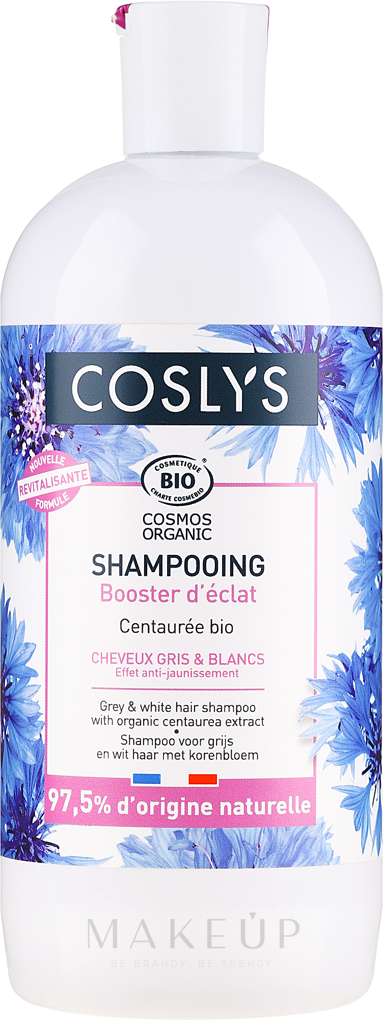 Shampoo für graues und weißes Haar mit Bio Kornblumenextrakt - Coslys — Bild 500 ml