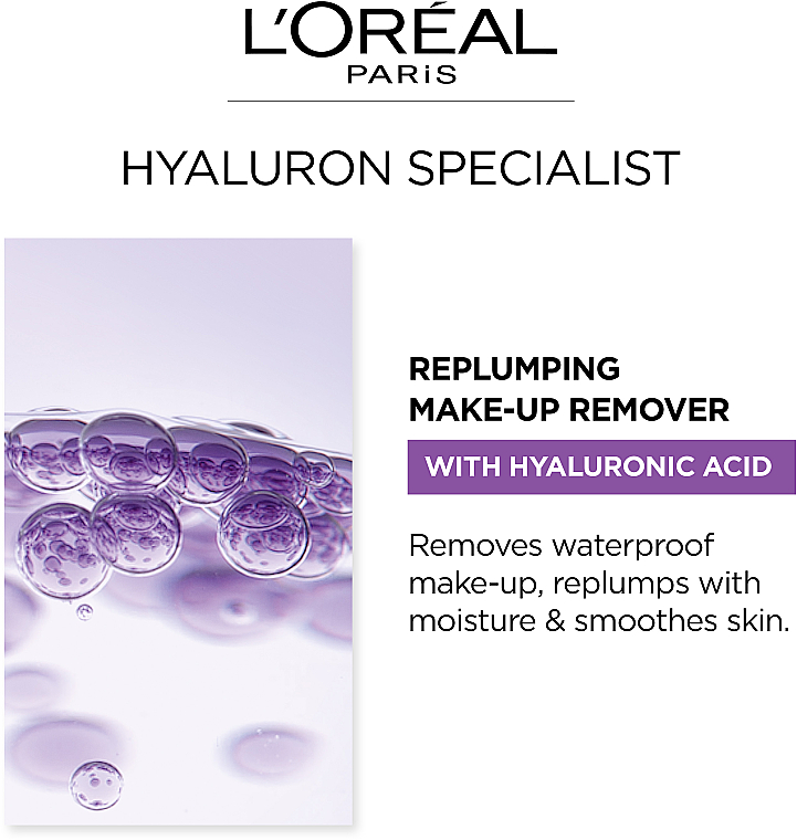 Feuchtigkeitsspendender zweiphasiger Make-up Entferner für Augen und Lippen mit Hyalurionsäure - L'Oreal Paris Hyaluron Specialist — Bild N3