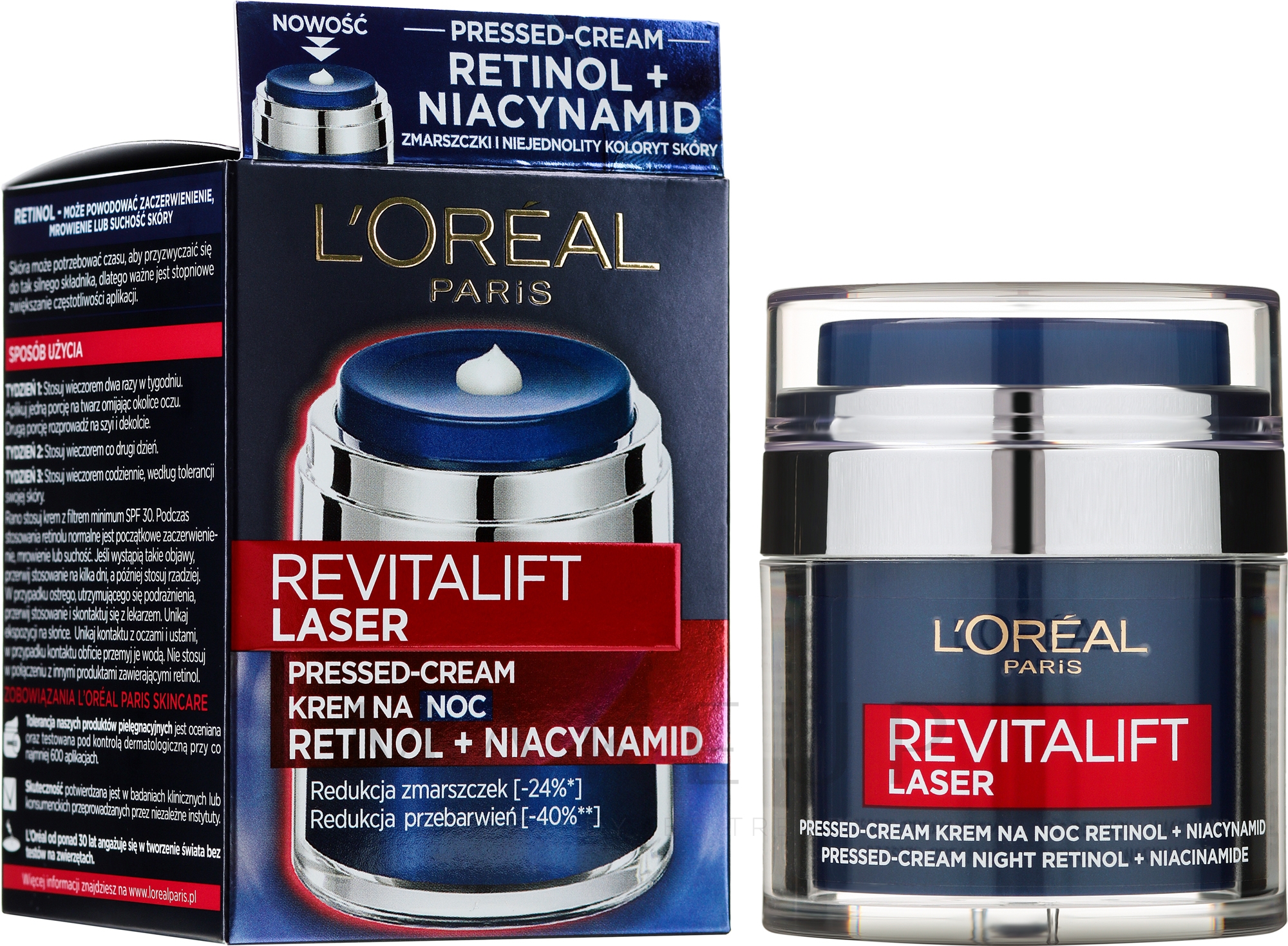 Revitalisierende Nachtcreme mit Retinol und Niacinamid - L'oreal Paris Revitalift Laser Retinol + Niacynamid Night Cream — Bild 50 ml