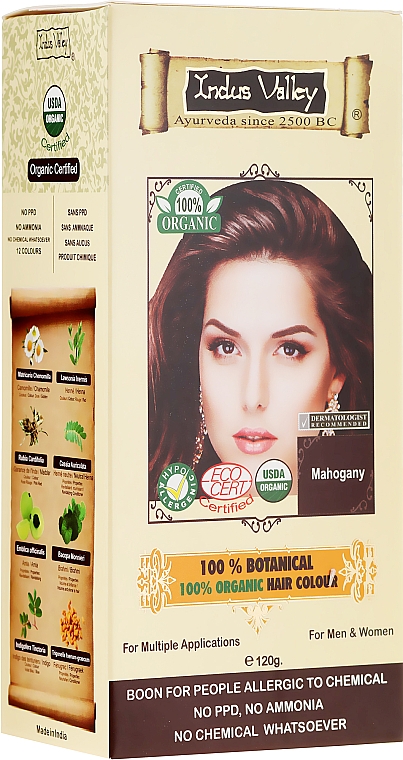 100% Haarfarbe aus 8 zertifizierten Bio-Kräutern - Indus Valley 100% Botanical Hair Colour