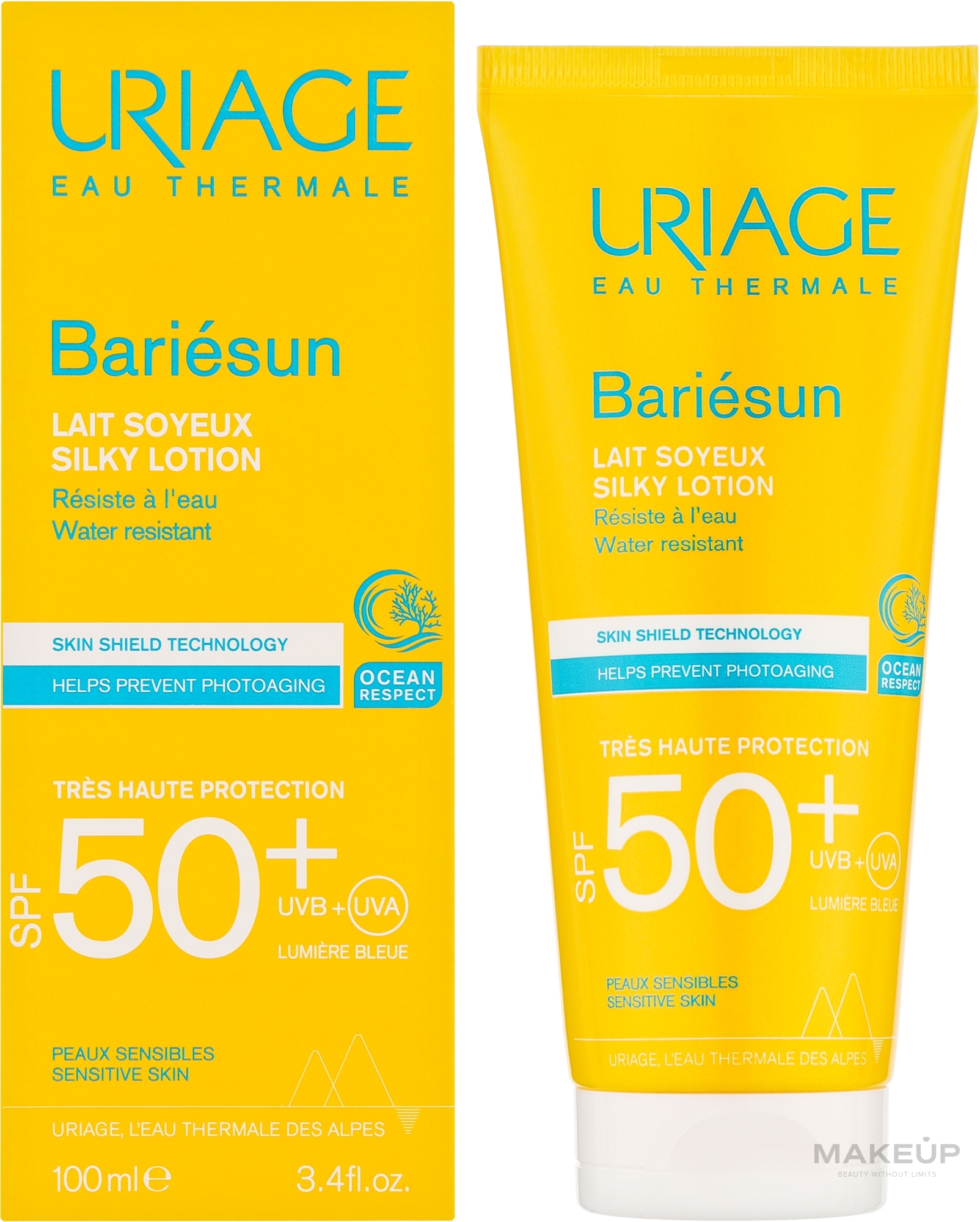 Seidige Körpermilch mit Sonnenfilter - Uriage Bariesun Lait Solaire Soyeux Cream SPF50+ — Bild 100 ml