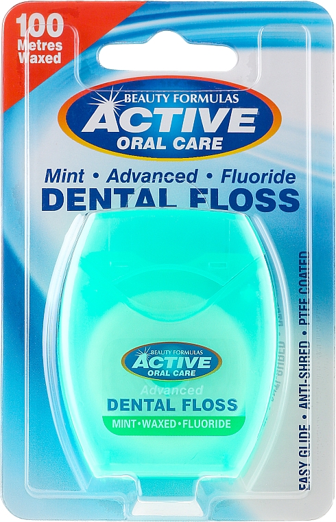 Gewachste Zahnseide mit Minzgeschmack und Fluorid 100 m - Beauty Formulas Active Oral Care Dental Floss Mint Waxed + Fluor 100m — Foto N1