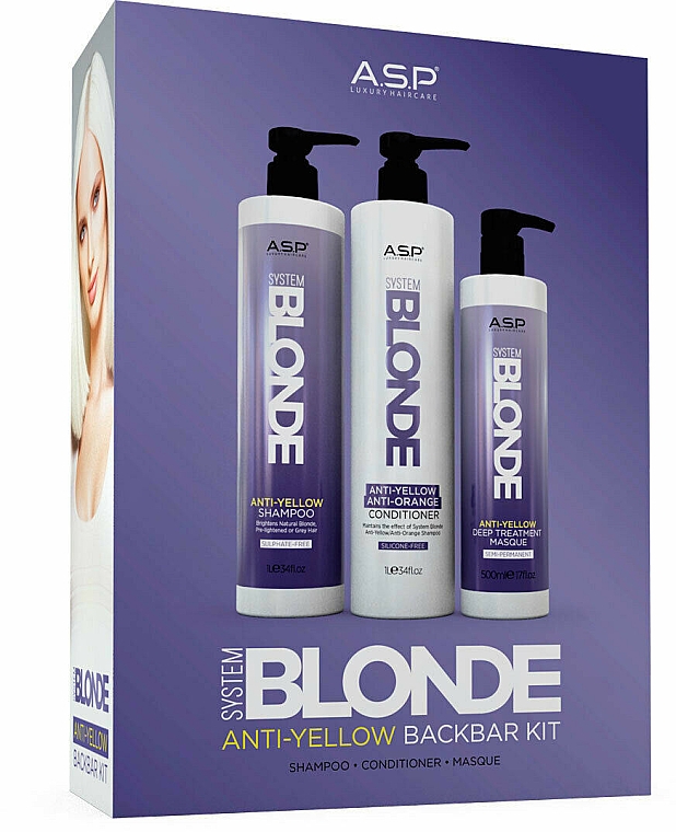 Set - Affinage Salon Professional System Blonde Anti-Yellow Back Bar Kit (sh/1000ml + cond/1000ml + mask/500ml) — Bild N1