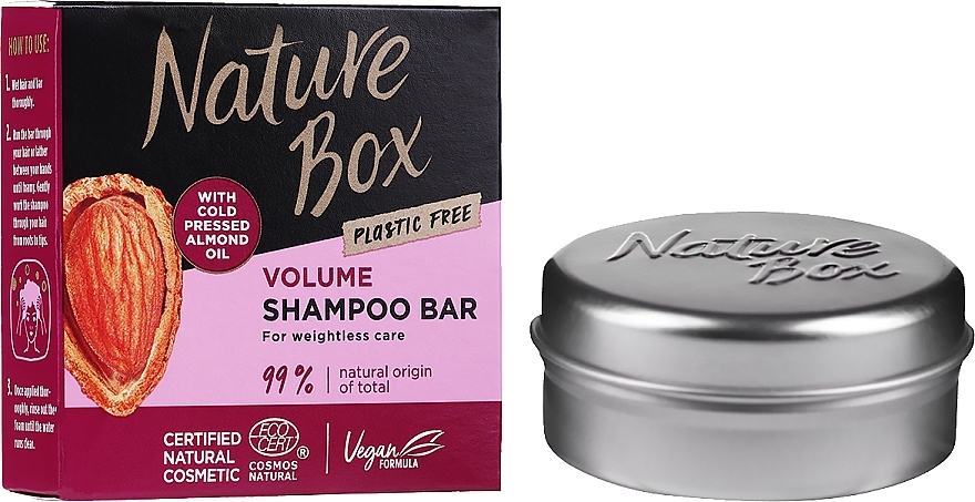 Festes Shampoo mit Mandelöl inkl. Seifendose - Nature Box Shampoo Bar Almond Oil — Bild N2