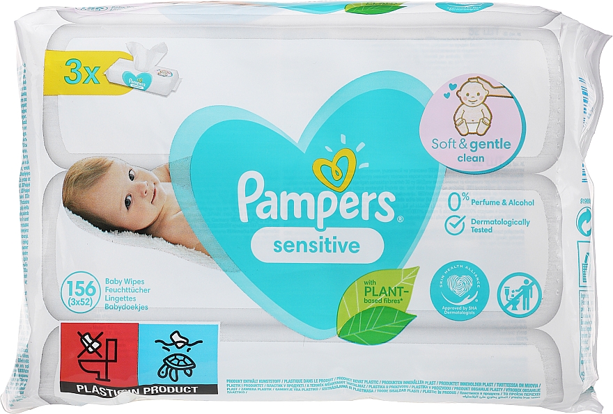 Feuchte Babytücher Sensitive 3x52 St. - Pampers — Bild N1