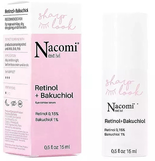 Augenserum mit Retinol und Bakuchiol - Nacomi Next Level Retinol + Bakuchiol Eye Contour Serum — Bild N1