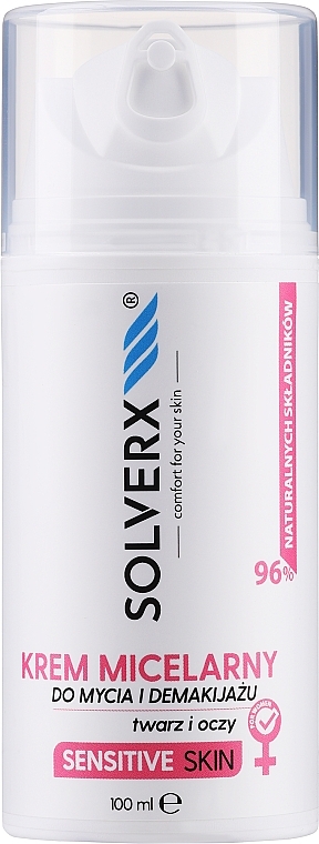 Mizellen-Reinigungscreme mit Algenextrakt für empfindliche Haut - Solverx Sensitive Skin — Bild N1