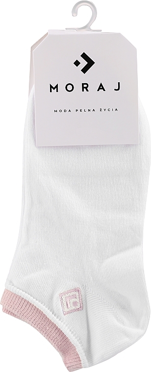 Socken weiß mit rosa Einsatz - Moraj — Bild N1
