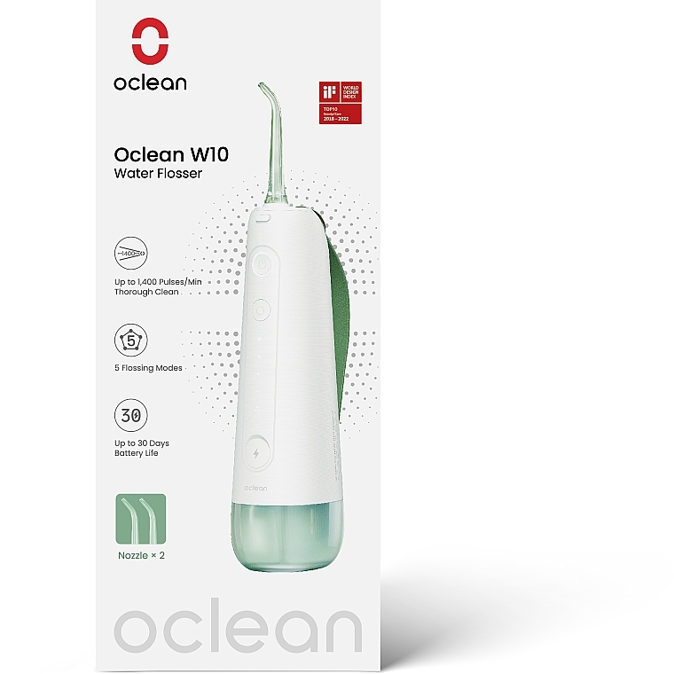 Portable Munddusche, mit 2 Sprühköpfen, grün - Oclean W10 Green — Bild N3