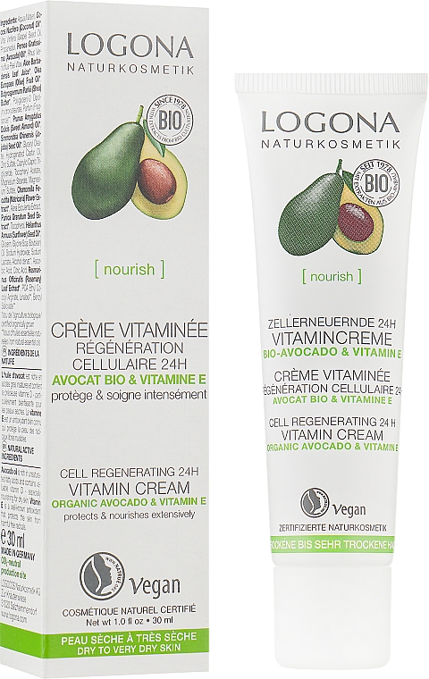 Pflegende Bio-Vitamin-Creme zur Intensivtherapie - Logona Facial Care Vitamin Cream Organic Avocado — Bild N1
