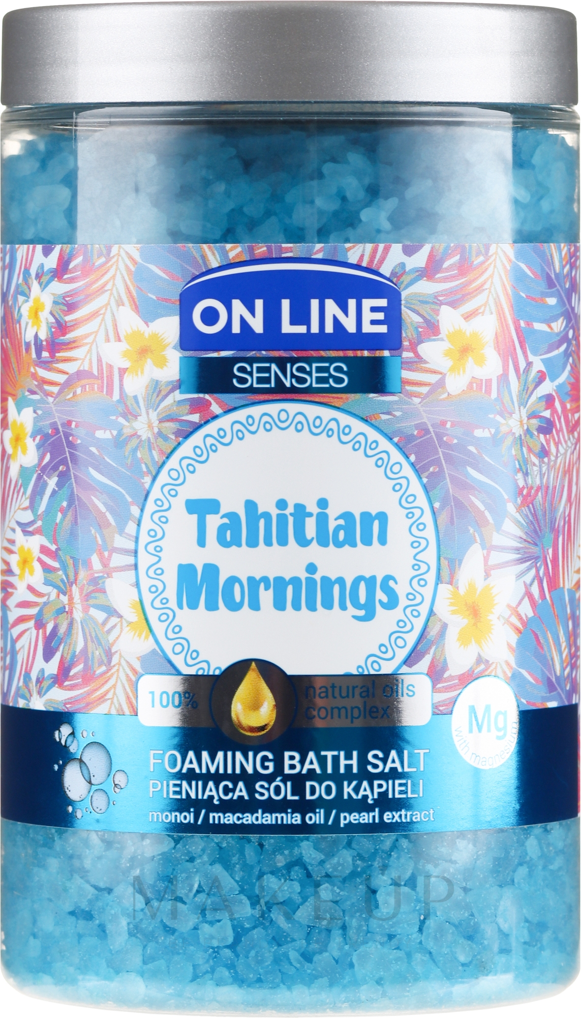 Schäumendes Badesalz mit Manoi, Macadamia und Perlenextrakt - On Line Senses Bath Salt Tahitian Mornings — Bild 480 g